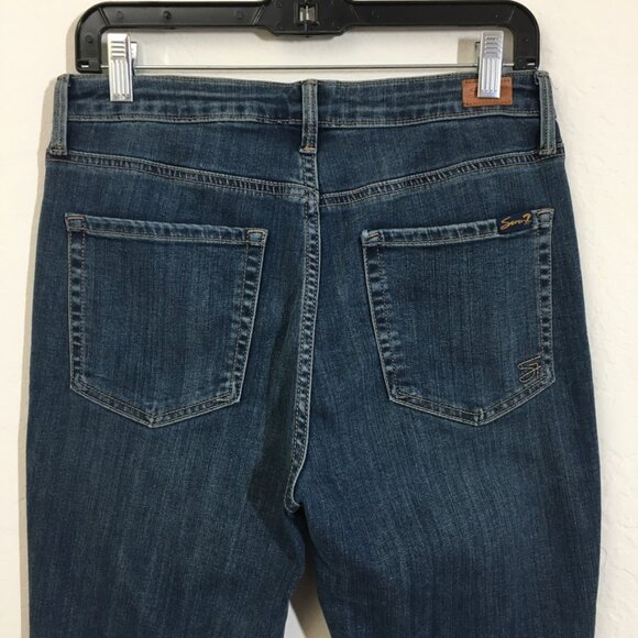 Seven 7 Boot cut Fashion Jeans Women Size 6 High Rise Step Fray Hem Blue Denim - Picture 9 of 14